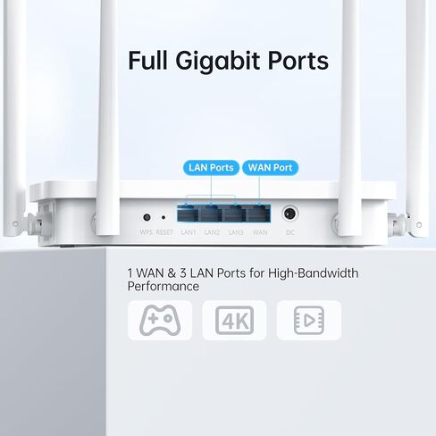 UeeVii AX1200 WiFi 5 WiFi Router, Dual-Band Gigabit Wireless Router Compatible with Wireless Bridge & AP, 1x WAN,3X LAN Ethernet Router Supports Guest WiFi, Parental Controls, OneMesh, AP Mode in Kuwait
