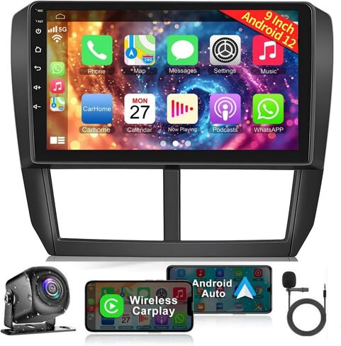 【2+64G】راديو سيارة لسيارة Subaru Forester 2008-2012، ستيريو Android مع Carplay اللاسلكي وAndroid Auto، شاشة لمس 9 بوصات مع GPS/Bluetooth5.2/WiFi/راديو FM/شاشة مقسمة/وحدة رأس Android + كاميرا احتياطية in Saudi Arabia
