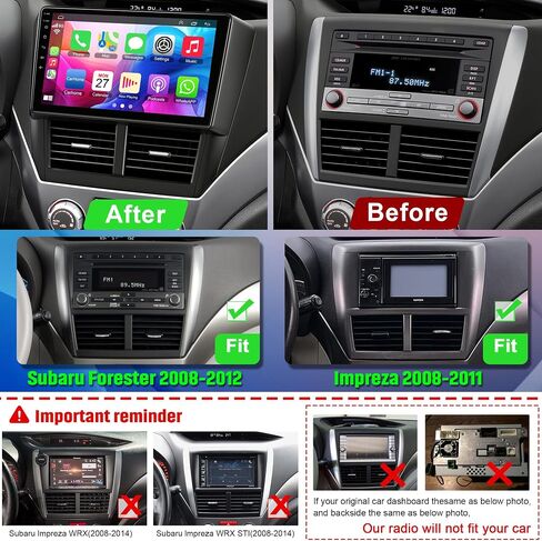 【2+64G】راديو سيارة لسيارة Subaru Forester 2008-2012، ستيريو Android مع Carplay اللاسلكي وAndroid Auto، شاشة لمس 9 بوصات مع GPS/Bluetooth5.2/WiFi/راديو FM/شاشة مقسمة/وحدة رأس Android + كاميرا احتياطية in Saudi Arabia