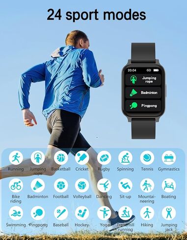 Smart Watch for Men Women, Fitness Tracker Watch with Pedometer Heart Rate Monitor Sleep Tracker Ip68 Waterproof, Black in Saudi Arabia