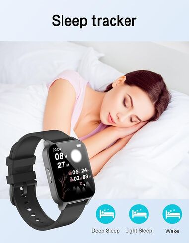 Smart Watch for Men Women, Fitness Tracker Watch with Pedometer Heart Rate Monitor Sleep Tracker Ip68 Waterproof, Black in Saudi Arabia