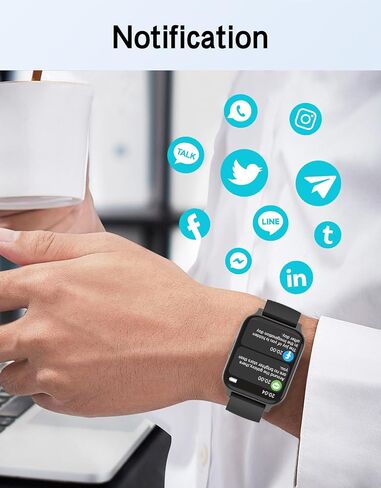 Smart Watch for Men Women, Fitness Tracker Watch with Pedometer Heart Rate Monitor Sleep Tracker Ip68 Waterproof, Black in Saudi Arabia
