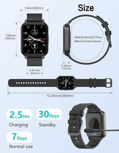 Smart Watch for Men Women, Fitness Tracker Watch with Pedometer Heart Rate Monitor Sleep Tracker Ip68 Waterproof, Black in Saudi Arabia