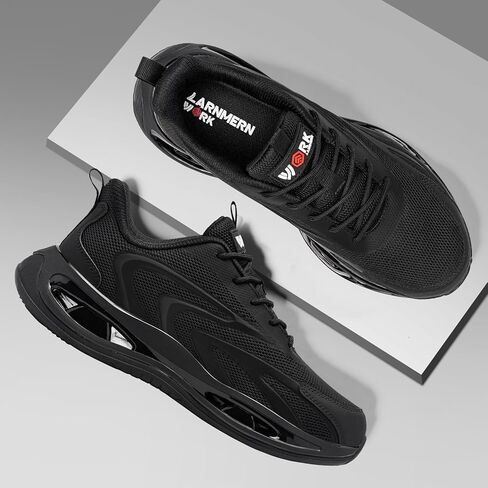 أحذية LARNMERN ذات المقدمة الفولاذية للنساء أحذية عمل مضادة للانزلاق أحذية رياضية آمنة خفيفة الوزن ومريحة حذاء تنس يدعم قوس القدم (10 نساء، أسود) in Kuwait