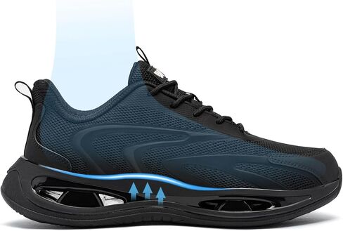 أحذية LARNMERN ذات المقدمة الفولاذية للنساء أحذية عمل مضادة للانزلاق أحذية رياضية آمنة خفيفة الوزن ومريحة حذاء تنس يدعم قوس القدم (10 نساء، أسود) in Kuwait