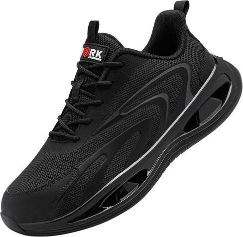 أحذية LARNMERN ذات المقدمة الفولاذية للنساء أحذية عمل مضادة للانزلاق أحذية رياضية آمنة خفيفة الوزن ومريحة حذاء تنس يدعم قوس القدم (10 نساء، أسود) in Kuwait