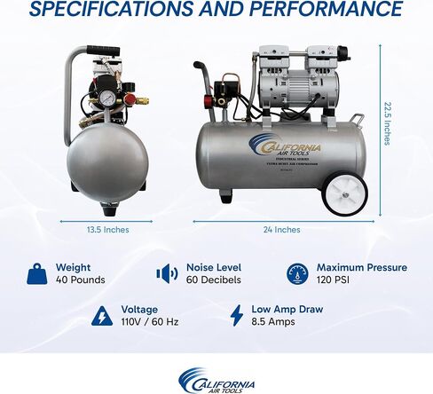 California Air Tools 8010AAD Ultra-Quiet 8-Gal Aluminum Tank 1 HP Oil-Free Air Compressor with Automatic Drain Valve in Saudi Arabia