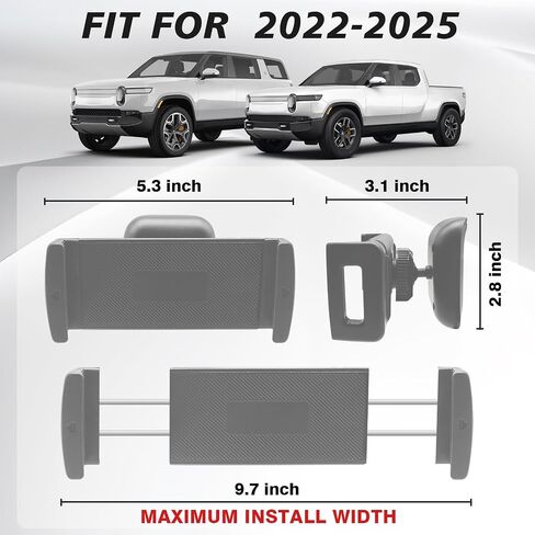 BestEvMod Seat Back Second Row Anchor 1/4 Screw Mount Phone Holder Tablet Mag Safe Compatible with 2022-2024 Rivian R1T&R1S Backseat fits All Phones&Android 360° Adjustable(Tablet Holder) in Saudi Arabia