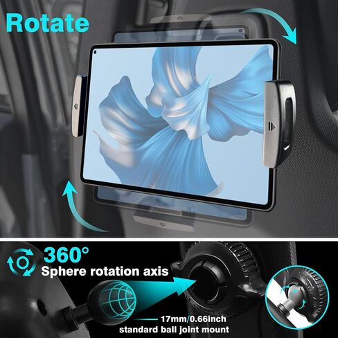 BestEvMod Seat Back Second Row Anchor 1/4 Screw Mount Phone Holder Tablet Mag Safe Compatible with 2022-2024 Rivian R1T&R1S Backseat fits All Phones&Android 360° Adjustable(Tablet Holder) in Saudi Arabia