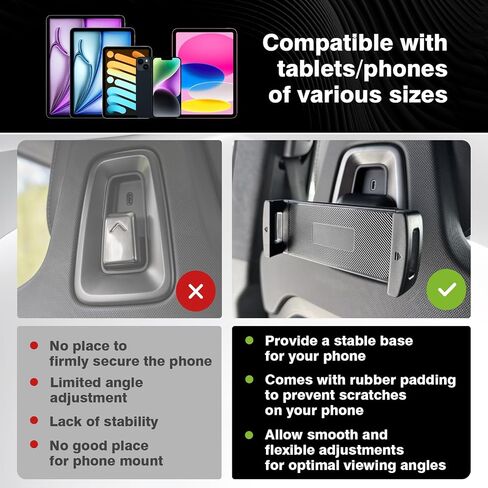 BestEvMod Seat Back Second Row Anchor 1/4 Screw Mount Phone Holder Tablet Mag Safe Compatible with 2022-2024 Rivian R1T&R1S Backseat fits All Phones&Android 360° Adjustable(Tablet Holder) in Saudi Arabia