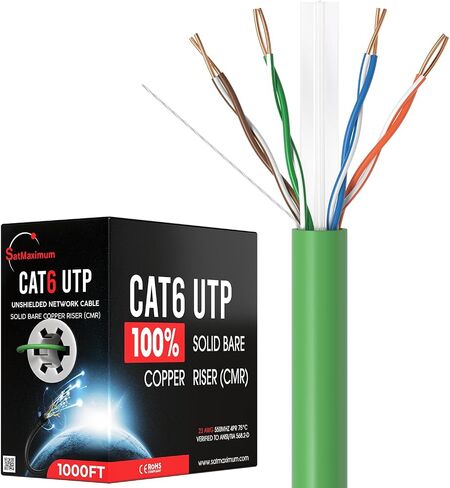 الكابلات المباشرة عبر الإنترنت Cat6 23AWG 500FT من النحاس الصلب العاري، سلك Riser CMR ETL، إيثرنت مجمعة 550 ميجا هرتز، أحمر in Kuwait