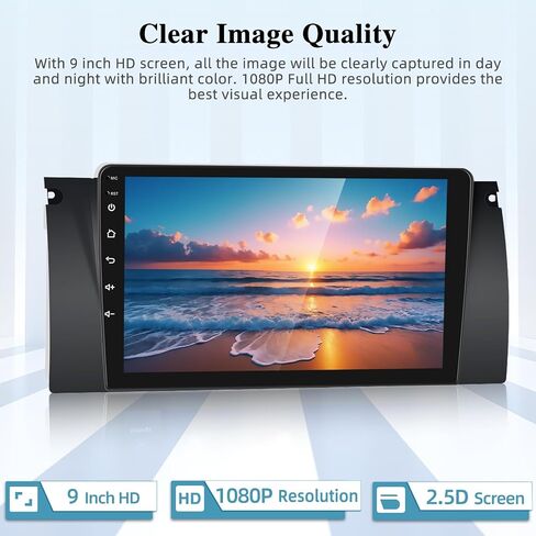 [2+64G] Android Car Radio for BMW 5 Series X5 E39 E53 M5 1996-2006 - Wireless Carplay and Android Auto - 9 Inch Touch Screen Car Stereo with DSP/GPS/WiFi/SWC + AHD Backup Camera in Saudi Arabia