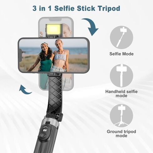40" Selfie Stick Tripod, Extendable Travel Essential Phone Tripod with LED Fill Light, Upgrade Cell Phone quadpods with Wireless Remote, for iPhone 14/14 pro/13/13 Pro/12/11/11 Pro and Android in Saudi Arabia