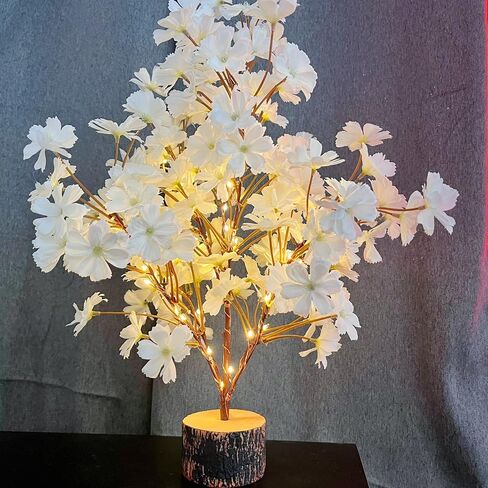 CENMORISE 19Inch Cherry Blossom Tree Light, Lighted Artificial Tree with Pink Silk Flowers, 49 Fairy LEDs, Battery Operated Lamp with Timer for Summer Wedding Decorations in Saudi Arabia
