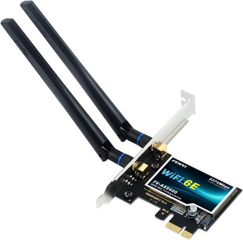 بطاقة WiFi 6E PCIe WiFi مع BT 5.3، ومحول الشبكة اللاسلكية AX5400 لأجهزة الكمبيوتر المكتبية، 2.4 جيجا هرتز/5 جيجا هرتز/6 جيجا هرتز، حتى 5374 ميجا بت في الثانية، مع هوائي وقوس منخفض المستوى، يدعم Win 11/10 (64 بت) in Kuwait