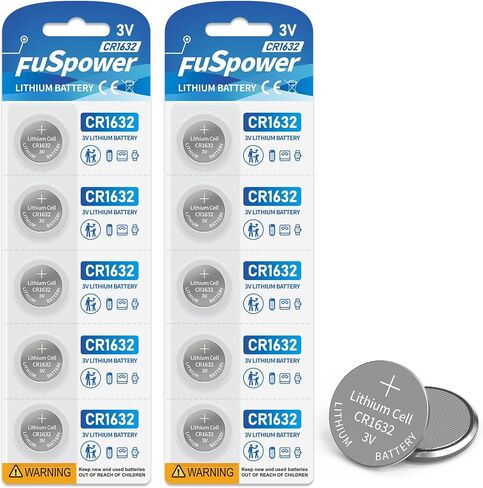 CR 1632 Lithium Battery CR1632 Battery 3V for Car Key Fob Alarm Sensors Fan Remote 10 Count (Pack of 1) in Kuwait