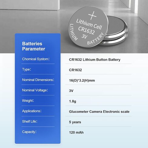 CR 1632 Lithium Battery CR1632 Battery 3V for Car Key Fob Alarm Sensors Fan Remote 10 Count (Pack of 1) in Kuwait