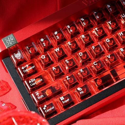 mintcaps Crystal Clear Keyboard Keycaps Transparent PC Cherry Profile Red Keycap Set 114 Keys Shine Through Key Cap for Cherry Gateron Mx Switches Mechanical Keyboard in Saudi Arabia