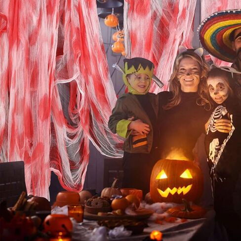 600 بوصة × 85 بوصة قماش الدم المخيف للهالوين، شاش مخيف مخيف، قماش الدم الأحمر لنافذة المنزل المسكون، ساحة الحفلات، ديكور داخلي وخارجي (600 بوصة × 85 بوصة) in Kuwait