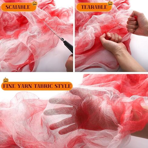 600 بوصة × 85 بوصة قماش الدم المخيف للهالوين، شاش مخيف مخيف، قماش الدم الأحمر لنافذة المنزل المسكون، ساحة الحفلات، ديكور داخلي وخارجي (600 بوصة × 85 بوصة) in Kuwait