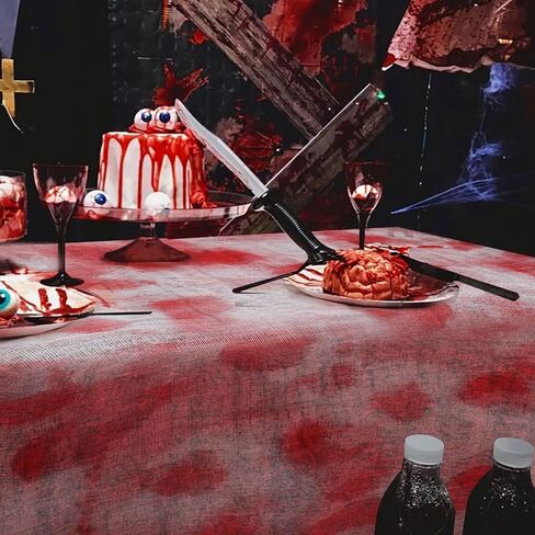 600 بوصة × 85 بوصة قماش الدم المخيف للهالوين، شاش مخيف مخيف، قماش الدم الأحمر لنافذة المنزل المسكون، ساحة الحفلات، ديكور داخلي وخارجي (600 بوصة × 85 بوصة) in Kuwait