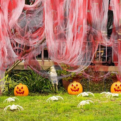 600 بوصة × 85 بوصة قماش الدم المخيف للهالوين، شاش مخيف مخيف، قماش الدم الأحمر لنافذة المنزل المسكون، ساحة الحفلات، ديكور داخلي وخارجي (600 بوصة × 85 بوصة) in Kuwait
