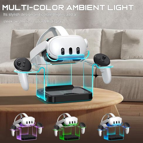 قاعدة شحن سريعة للواقع الافتراضي لـ Meta Oculus Quest 3: محطة شحن LED Quest لـ Oculus 2 Aceesories - حامل وحدة تحكم RGB مع 4 بطاريات قابلة لإعادة الشحن in Kuwait
