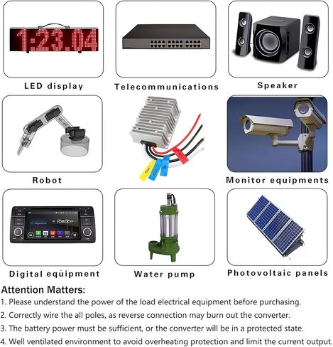 DC 48V Step Down to 13.8V 30A 414W Converter Voltage Regulator, IP68 Waterproof Voltage Reducer Transformer Power Supply for Golf Cart, Bus, Trucks, Taxi, LCD TV and Monitoring System in Kuwait