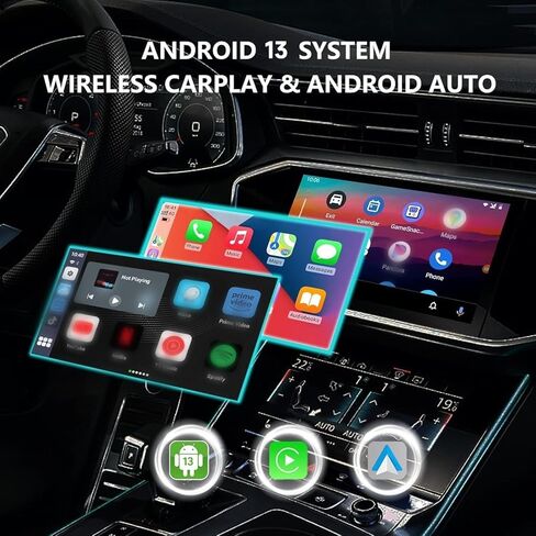 BINIZE The Carplay Ai Box Magic AI Box 2.0 Wireless Carplay/Android جهاز بث تلقائي للسيارة Android 13 Magicbox Carplay يدعم NetfIix/YouTube/Tiktok/Hulu/Disney+ 8Core مع خط إمداد الطاقة in Kuwait