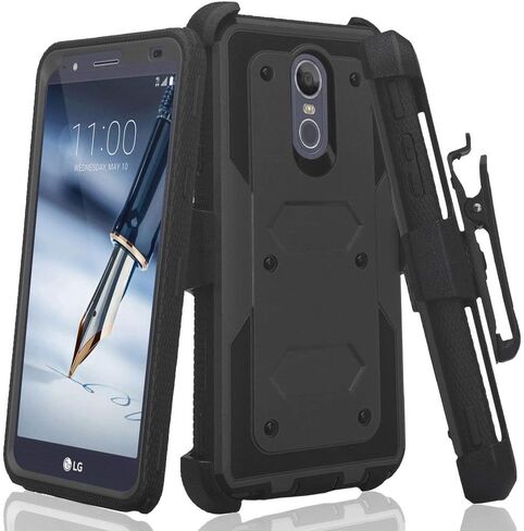 Galaxy Wireless Case for LG Stylo 5/LG Stylo 5 Plus Case,Rugged Series with Built-in [Screen Protector] Heavy Duty Full-Body Rugged Holster Cover Case [Belt Swivel Clip][Kickstand] - Black in Saudi Arabia