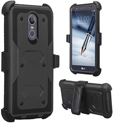 Galaxy Wireless Case for LG Stylo 5/LG Stylo 5 Plus Case,Rugged Series with Built-in [Screen Protector] Heavy Duty Full-Body Rugged Holster Cover Case [Belt Swivel Clip][Kickstand] - Black in Saudi Arabia