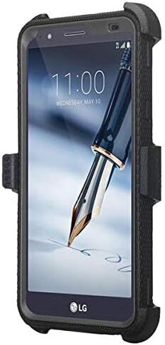 Galaxy Wireless Case for LG Stylo 5/LG Stylo 5 Plus Case,Rugged Series with Built-in [Screen Protector] Heavy Duty Full-Body Rugged Holster Cover Case [Belt Swivel Clip][Kickstand] - Black in Saudi Arabia