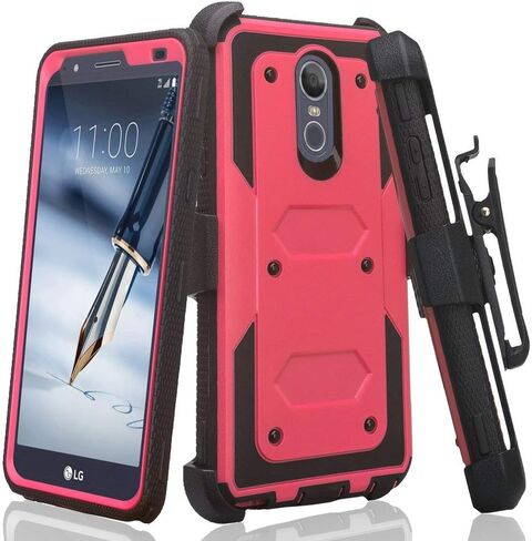 حافظة Galaxy Wireless لهاتف LG Stylo 5/LG Stylo 5 Plus، سلسلة متينة مع [واقي شاشة] مدمج [واقي شاشة] غطاء متين لكامل الجسم [مشبك حزام دوار] [مسند] - أسود in Kuwait