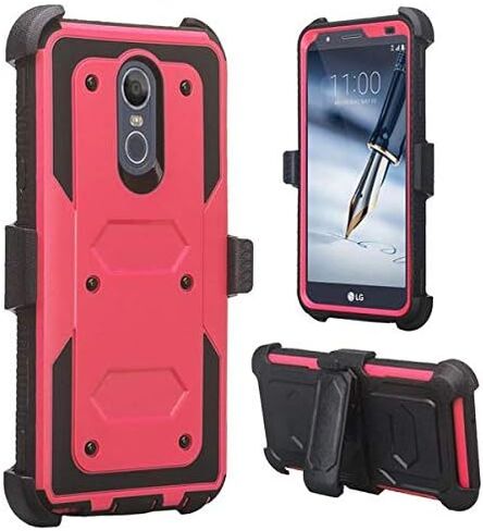 حافظة Galaxy Wireless لهاتف LG Stylo 5/LG Stylo 5 Plus، سلسلة متينة مع [واقي شاشة] مدمج [واقي شاشة] غطاء متين لكامل الجسم [مشبك حزام دوار] [مسند] - أسود in Kuwait