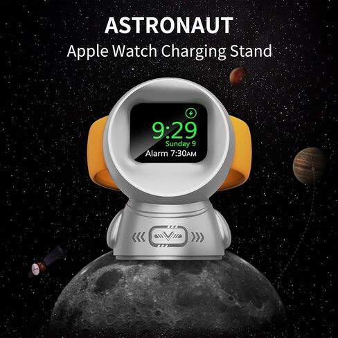 Charging Stand Compatible with Apple Watch Series 9/SE2/8/7/6/SE/5/4/3/2/1 (45mm, 44mm, 42mm, 41mm, 40mm, 38mm),Astronauts iWatch Charging Dock,Supports Nightstand Mode (Black) in Saudi Arabia