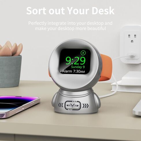 Charging Stand Compatible with Apple Watch Series 9/SE2/8/7/6/SE/5/4/3/2/1 (45mm, 44mm, 42mm, 41mm, 40mm, 38mm),Astronauts iWatch Charging Dock,Supports Nightstand Mode (Black) in Saudi Arabia
