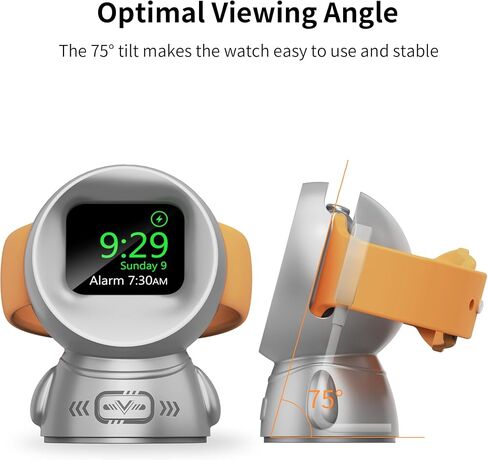 Charging Stand Compatible with Apple Watch Series 9/SE2/8/7/6/SE/5/4/3/2/1 (45mm, 44mm, 42mm, 41mm, 40mm, 38mm),Astronauts iWatch Charging Dock,Supports Nightstand Mode (Black) in Saudi Arabia