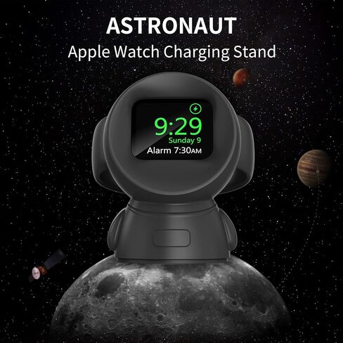 Charging Stand Compatible with Apple Watch Series 9/SE2/8/7/6/SE/5/4/3/2/1 (45mm, 44mm, 42mm, 41mm, 40mm, 38mm),Astronauts iWatch Charging Dock,Supports Nightstand Mode (Black) in Saudi Arabia