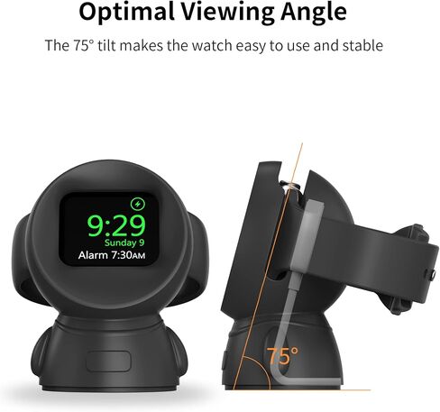 Charging Stand Compatible with Apple Watch Series 9/SE2/8/7/6/SE/5/4/3/2/1 (45mm, 44mm, 42mm, 41mm, 40mm, 38mm),Astronauts iWatch Charging Dock,Supports Nightstand Mode (Black) in Saudi Arabia
