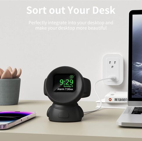 Charging Stand Compatible with Apple Watch Series 9/SE2/8/7/6/SE/5/4/3/2/1 (45mm, 44mm, 42mm, 41mm, 40mm, 38mm),Astronauts iWatch Charging Dock,Supports Nightstand Mode (Black) in Saudi Arabia
