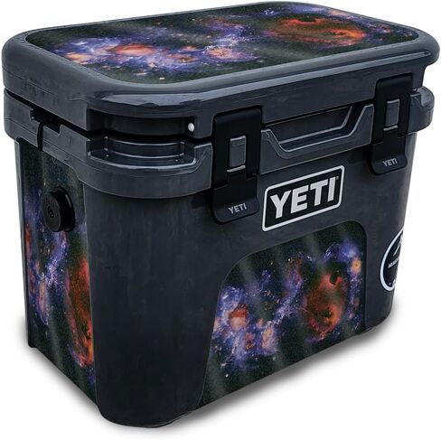 Carbon Fiber Skin Compatible with Yeti Roadie 15 Hard Cooler - Yellow Marble End - Premium 3M Vinyl Protective Wrap Decal Cover - Easy to Apply | Crafted in The USA by MightySkins in Kuwait