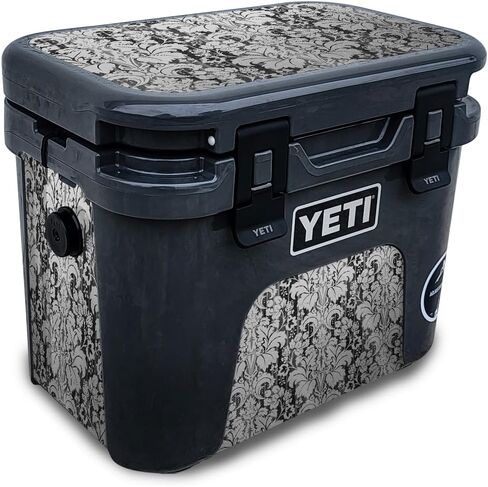Carbon Fiber Skin Compatible with Yeti Roadie 15 Hard Cooler - Yellow Marble End - Premium 3M Vinyl Protective Wrap Decal Cover - Easy to Apply | Crafted in The USA by MightySkins in Kuwait