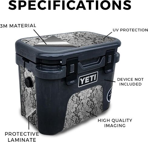 Carbon Fiber Skin Compatible with Yeti Roadie 15 Hard Cooler - Yellow Marble End - Premium 3M Vinyl Protective Wrap Decal Cover - Easy to Apply | Crafted in The USA by MightySkins in Kuwait