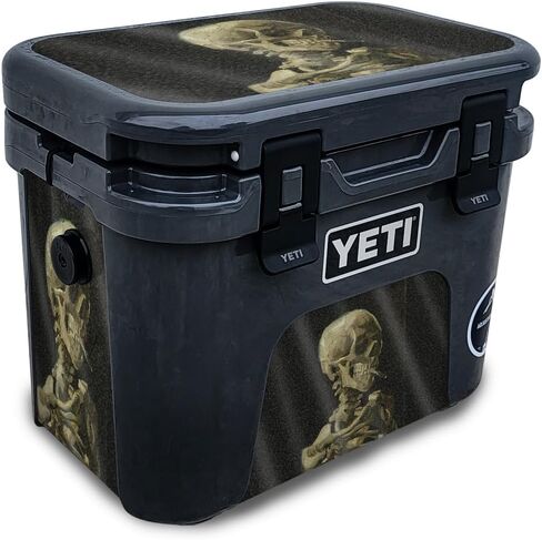 Carbon Fiber Skin Compatible with Yeti Roadie 15 Hard Cooler - Yellow Marble End - Premium 3M Vinyl Protective Wrap Decal Cover - Easy to Apply | Crafted in The USA by MightySkins in Kuwait