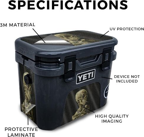 Carbon Fiber Skin Compatible with Yeti Roadie 15 Hard Cooler - Yellow Marble End - Premium 3M Vinyl Protective Wrap Decal Cover - Easy to Apply | Crafted in The USA by MightySkins in Kuwait