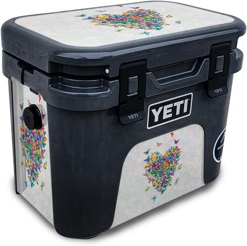 Carbon Fiber Skin Compatible with Yeti Roadie 15 Hard Cooler - Yellow Marble End - Premium 3M Vinyl Protective Wrap Decal Cover - Easy to Apply | Crafted in The USA by MightySkins in Kuwait