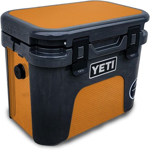 Carbon Fiber Skin Compatible with Yeti Roadie 15 Hard Cooler - Solid Orange - Premium 3M Vinyl Protective Wrap Decal Cover - Easy to Apply | Crafted in The USA by MightySkins in Saudi Arabia