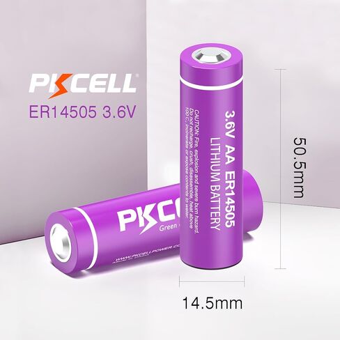 PKCELL 12-Pack ER14505 Battery 2400mAh 3.6V AA Lithium Battery Li-SOCL₂ Non-Rechargeable Battery for Temperature Sensor Home Alarm in Kuwait