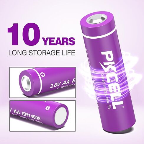 PKCELL 12-Pack ER14505 Battery 2400mAh 3.6V AA Lithium Battery Li-SOCL₂ Non-Rechargeable Battery for Temperature Sensor Home Alarm in Kuwait
