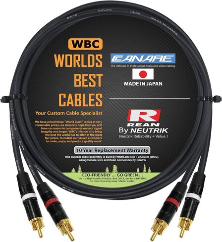 زوج كابل Canare بطول 3.5 قدم RCA - كابل توصيل الصوت GS-6 وموصلات RCA الذهبية من Neutrik-Rean NYS - مصنوع خصيصًا من أفضل الكابلات في العالم in Saudi Arabia